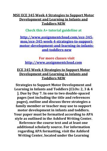 MSU ECE 345 Week 4 Strategies to Support