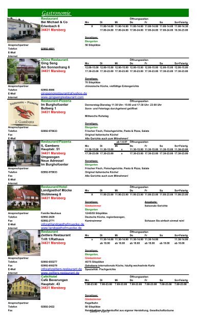 Gastronomie In Marsberg