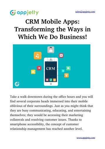 CRM Mobile Apps: Transforming the Ways in Which We Do Business!