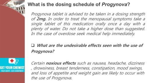 PROGYNOVA A REMEDY FOR REDUCING THE SUFFERINGS OF MENOPAUSE