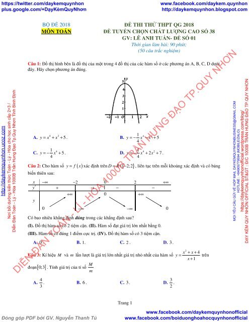 Bộ đề thi thử THPT QG 2018 Các môn TOÁN - LÍ - HÓA Các trường THPT Cả nước CÓ HƯỚNG DẪN GIẢI (Lần 11) [DC18042018]