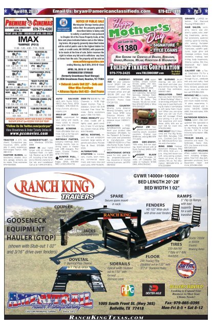 American Classifieds April 19th Edition Bryan/College Station