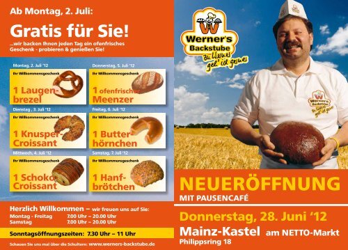 Karte ausschneiden - falzen - einstecken! - Werner's Backstube Mainz