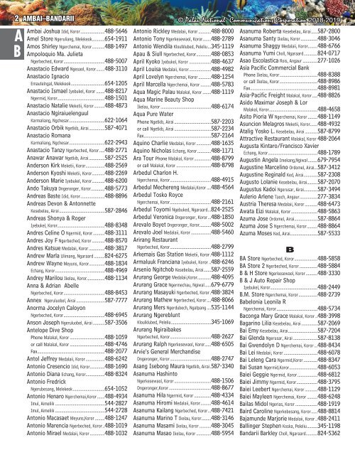 PAL 2018 Alphabetical White Pages