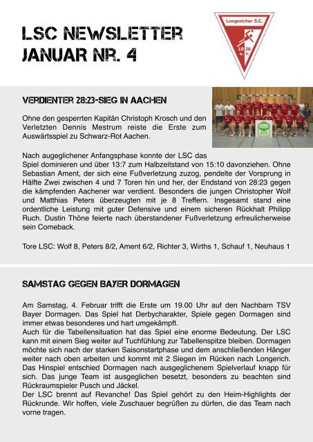 NEWSLETTER Januar Nr 4 - Longericher Sport Club