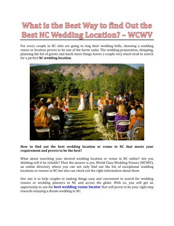 What is the Best Way to find Out the Best NC Wedding Location? – WCWV