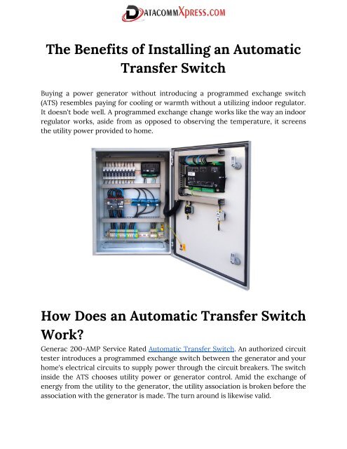 ATS Automatic Transfer Switch