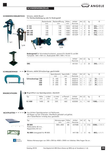 Angele Schmiedetechnik Katalog 2018