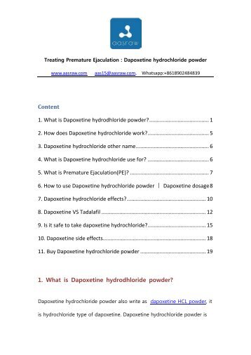 Treating Premature Ejaculation: Dapoxetine Hydrochloride Powder