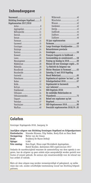 Groninger Orgelagenda 2018