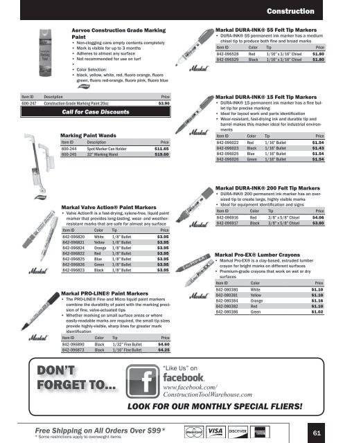 2018 Construction Tool Warehouse Catalog