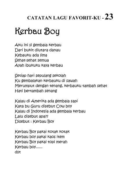 CATATAN LAGU kecil