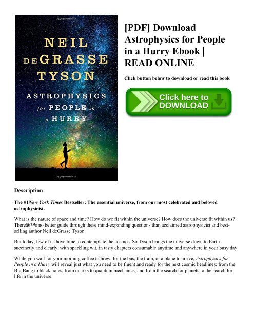 [PDF] Download Astrophysics for People in a Hurry Ebook  READ ONLINE