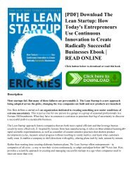 [PDF] Download The Lean Startup How Today's Entrepreneurs Use Continuous Innovation to Create Radically Successful Businesses Ebook  READ ONLINE