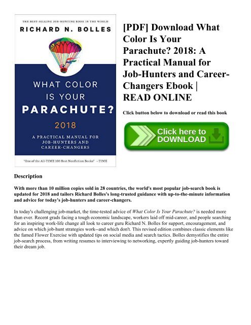[PDF] Download What Color Is Your Parachute 2018 A Practical Manual for Job-Hunters and Career-Changers Ebook  READ ONLINE