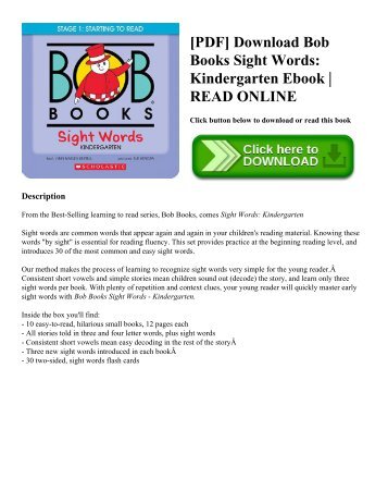 [PDF] Download Bob Books Sight Words Kindergarten Ebook  READ ONLINE