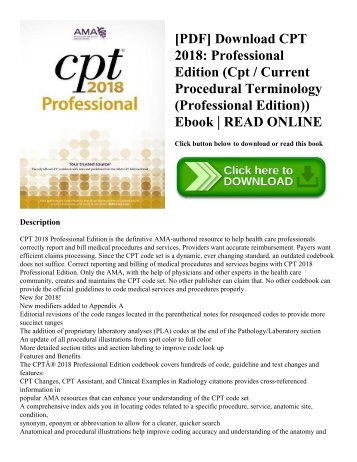 PDF Download CPT 2018 Professional Edition Cpt Current Procedural Terminology