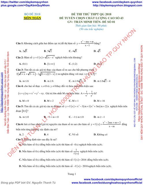 Bộ đề thi thử THPT QG 2018 Các môn TOÁN - LÍ - HÓA Các trường THPT Cả nước CÓ HƯỚNG DẪN GIẢI (Lần 12) [DC20042018]