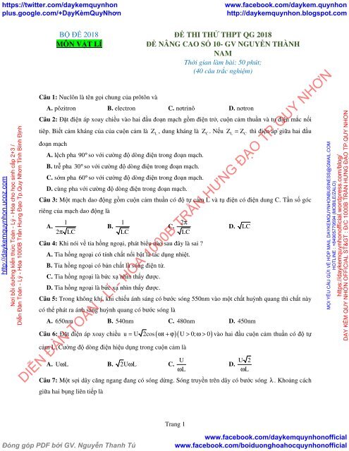 Bộ đề thi thử THPT QG 2018 Các môn TOÁN - LÍ - HÓA Các trường THPT Cả nước CÓ HƯỚNG DẪN GIẢI (Lần 12) [DC20042018]