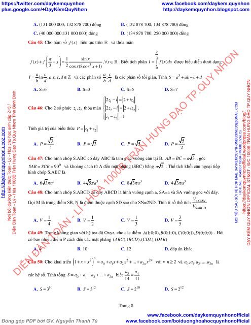 Bộ đề thi thử THPT QG 2018 Các môn TOÁN - LÍ - HÓA Các trường THPT Cả nước CÓ HƯỚNG DẪN GIẢI (Lần 12) [DC20042018]