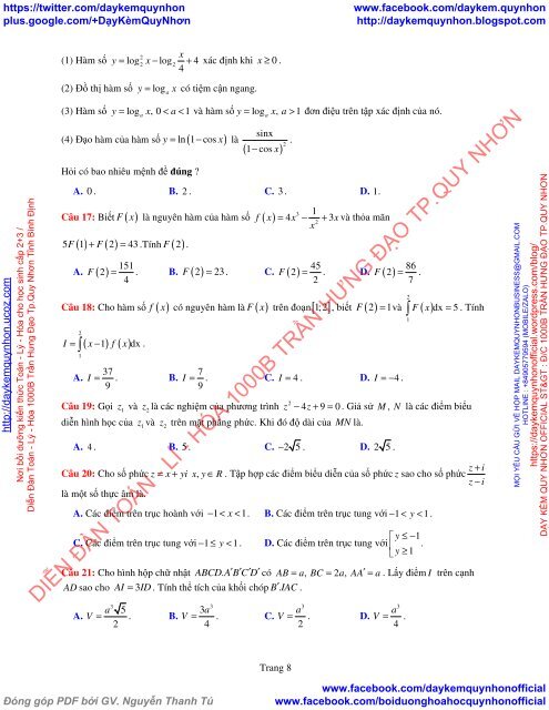 Bộ đề thi thử THPT QG 2018 Các môn TOÁN - LÍ - HÓA Các trường THPT Cả nước CÓ HƯỚNG DẪN GIẢI (Lần 12) [DC20042018]