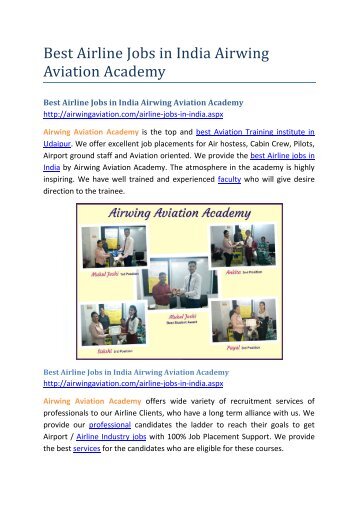 Best Airline Jobs in India Airwing Aviation Academy