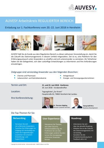 AUVESY Arbeitskreis REGULIERTER BEREICH_Einladung_20.-22.06.2018