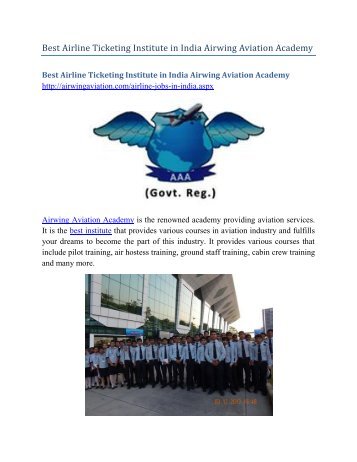 Best Airline Ticketing Institute in India Airwing Aviation Academy