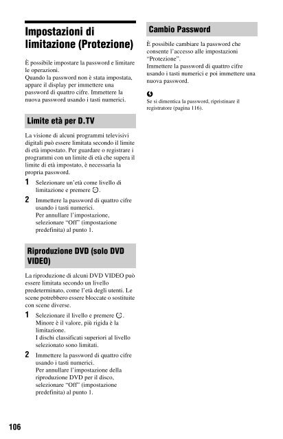 Sony RDR-DC200 - RDR-DC200 Consignes d&rsquo;utilisation Italien