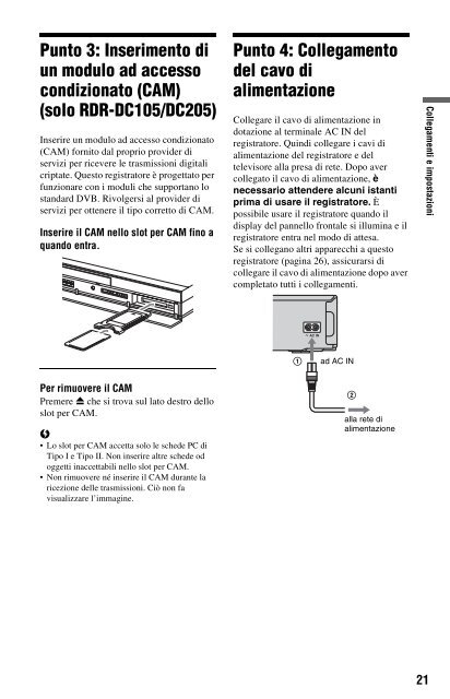 Sony RDR-DC200 - RDR-DC200 Consignes d&rsquo;utilisation Italien