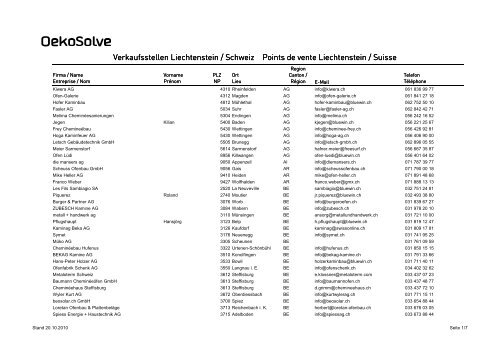 Verkaufsstellen Liechtenstein / Schweiz Points de vente ...