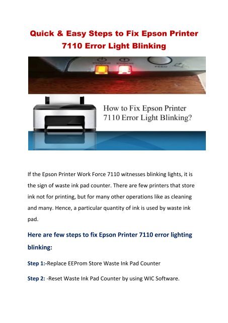 Quick and Easy Steps to Fix Epson Printer 7110 Error Light Blinking