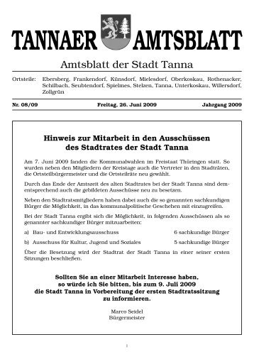 TANNAER AMTSBLATT - Stadtverwaltung Tanna