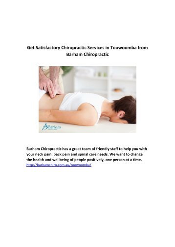 Get Satisfactory Chiropractic Services in Toowoomba from Barham Chiropractic