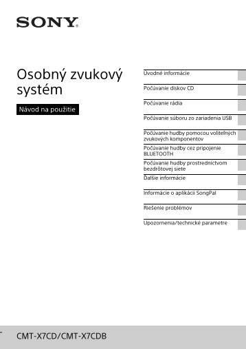 Sony CMT-X7CDB - CMT-X7CDB Mode d'emploi Slovaque