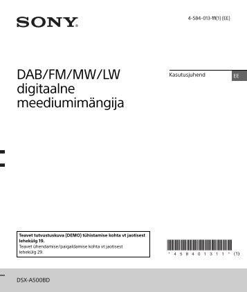 Sony DSX-A500DB - DSX-A500DB Consignes dâutilisation Estonien