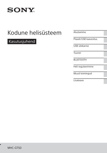 Sony MHC-GT5D - MHC-GT5D Istruzioni per l'uso Estone