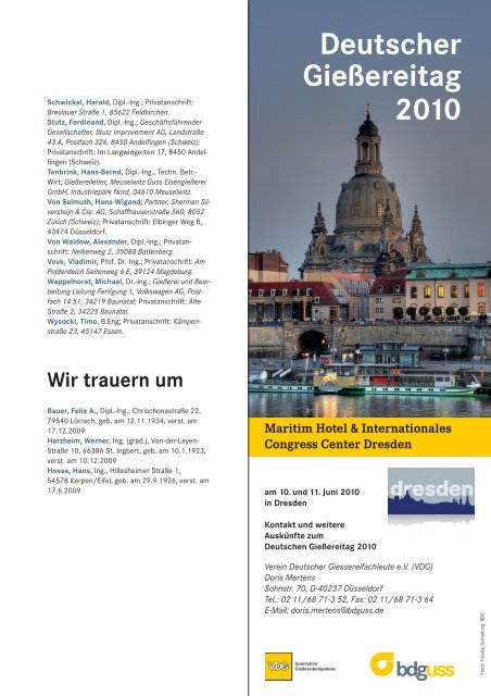 Deutscher Gießereitag 2009 - VDG