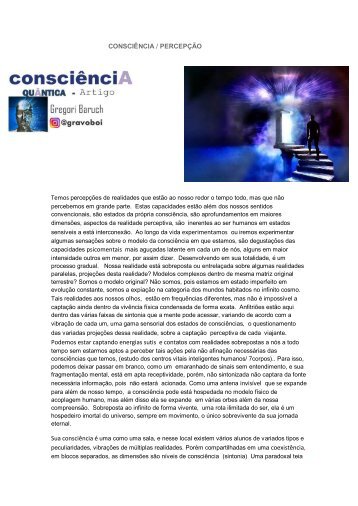 Novo artigo  Consciência & Percepção 