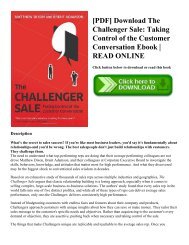 [PDF] Download The Challenger Sale Taking Control of the Customer Conversation Ebook  READ ONLINE