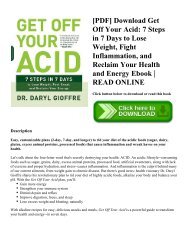 [PDF] Download Get Off Your Acid 7 Steps in 7 Days to Lose Weight  Fight Inflammation  and Reclaim Your Health and Energy Ebook  READ ONLINE