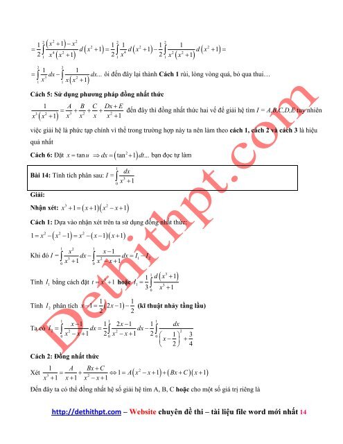 Giải toán tích phân bằng nhiều cách - Nguyễn Thành Long - Có lời giải chi tiết