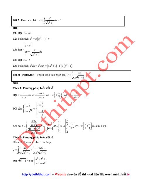 Giải toán tích phân bằng nhiều cách - Nguyễn Thành Long - Có lời giải chi tiết