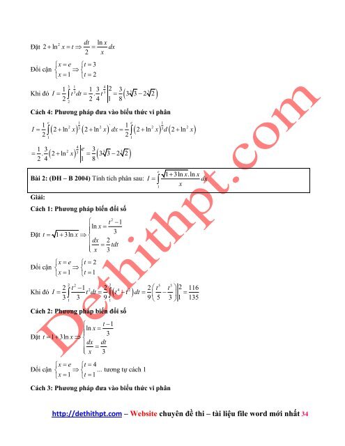 Giải toán tích phân bằng nhiều cách - Nguyễn Thành Long - Có lời giải chi tiết