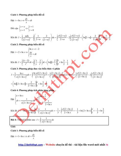 Giải toán tích phân bằng nhiều cách - Nguyễn Thành Long - Có lời giải chi tiết