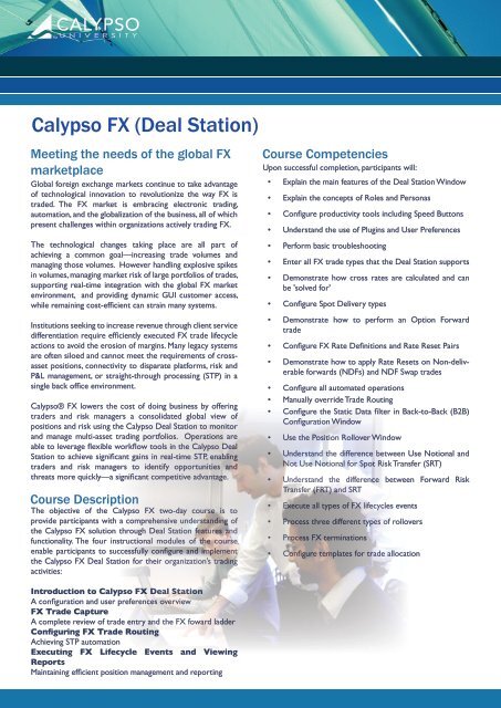 Calypso Fx Deal Station - 