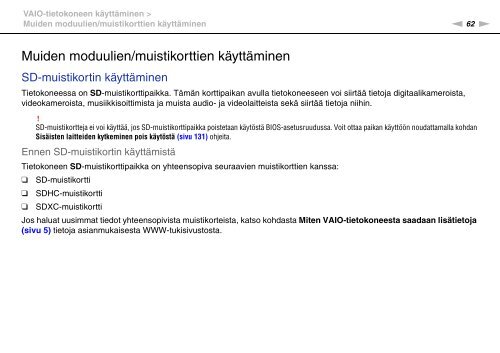 Sony VPCSA3Z9R - VPCSA3Z9R Mode d'emploi Finlandais