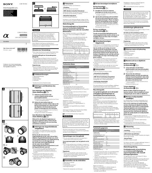 Sony SEL30M35 - SEL30M35 Istruzioni per l'uso Svedese