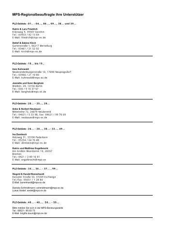 Eine Liste der Regionalbeauftragten können Sie sich hier