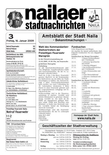 Geschäftszeiten der Stadtverwaltung - Stadt Naila